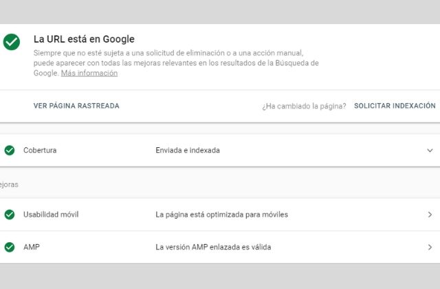 Comprobar en Google Search Console si una página web está indexada