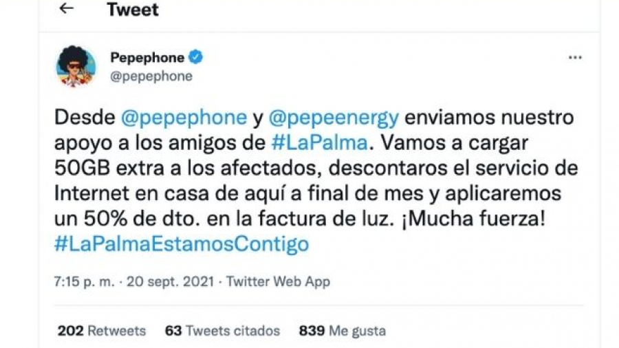 medidas de Pepephone para los afectados por el volcán de La Palma