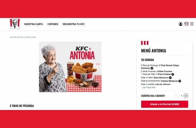 promoción Menú Antonia de KFC