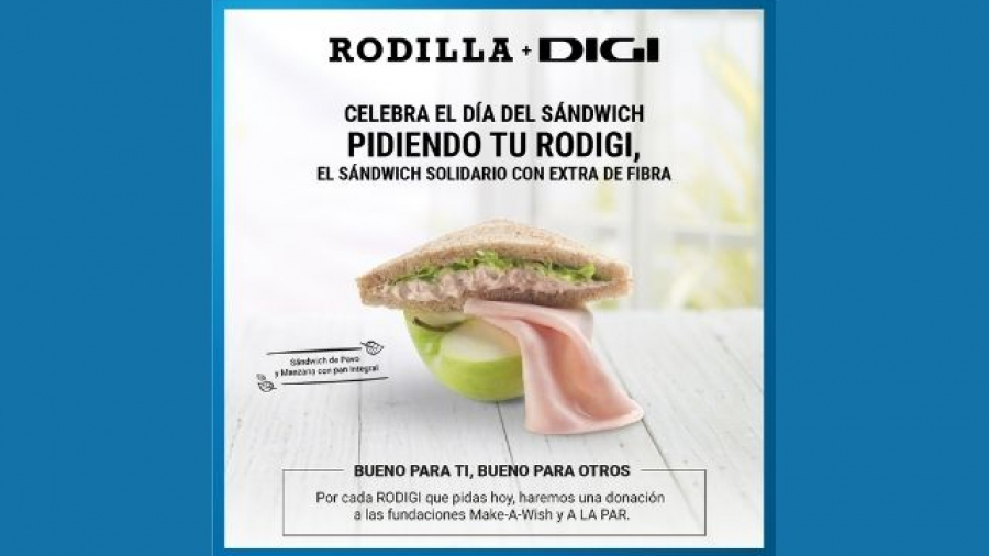 Rodilla y DIGI donarán las ventas del sándwich solidario RODIGI a Make-a-Wish y A LA PAR