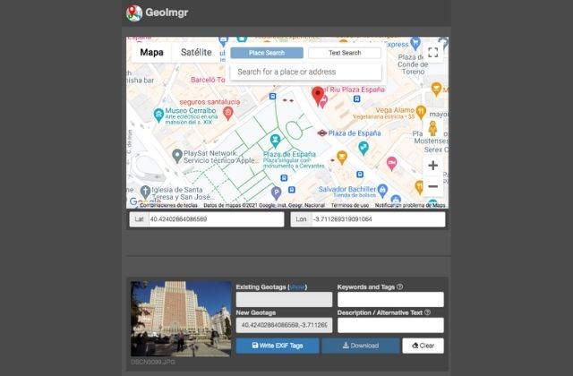 cómo geolocalizar fotos online con GeoImgr