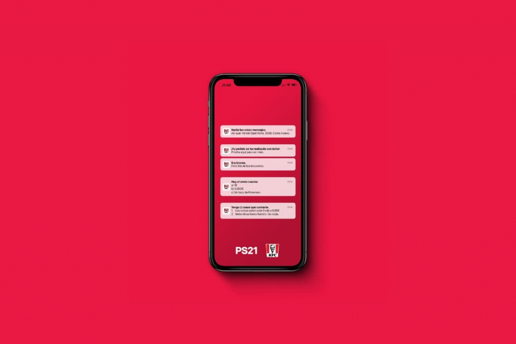 Notificaciones push de la app de KFC