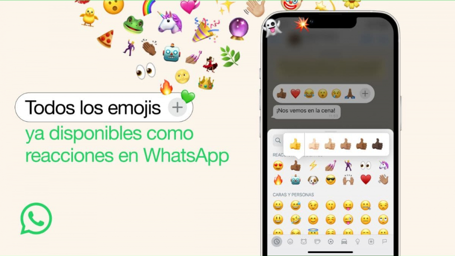 WhatsApp permite usar todos los emojis para reaccionar a mensajes